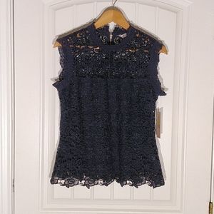 NWT Nanette Lepore Dark Blue Blouse Size: M